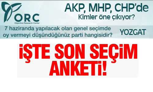 İşte ORC Son Seçim Anketi Yozgat için
