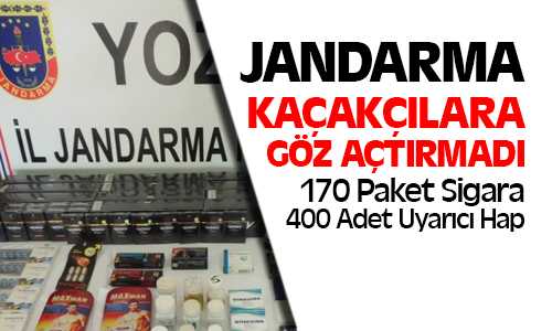 Yozgat Jandarma Ekipleri 400 Adet Uyarıcı Hap 170 Paket Kaçak Sigara Ele Geçirdi