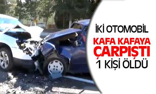 İki Otomobil Kafa Kafaya Çarpıştı 1 Kişi Hayatını Kaybetti